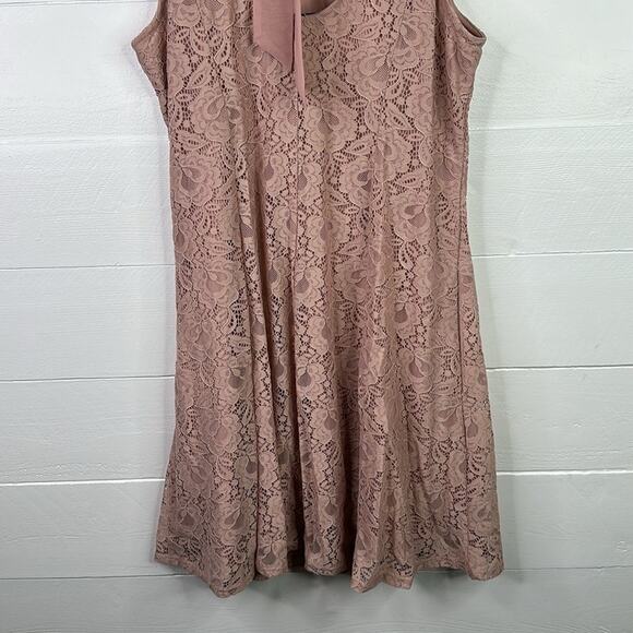 SPEECHLESS Blush Pink Lace Sleeveless Back Tie Knee Length Dress Pockets Size XL - Picture 4 of 11